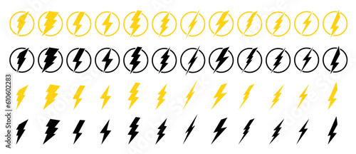 Set Of lightning bolt icon .Lightning Sign.Vector