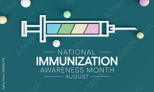 Immunisation awareness month is observed every year in August, it is the process by which an individual's immune system becomes fortified against an agent. 3D Rendering