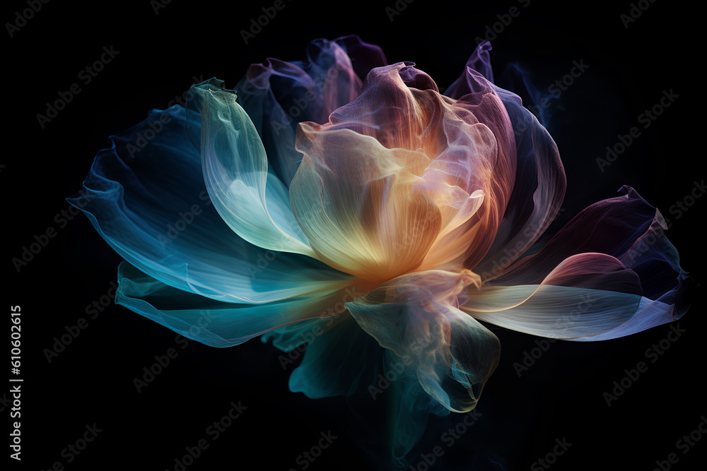 Smoke liquid abstract flower fantasy illustration ai generated