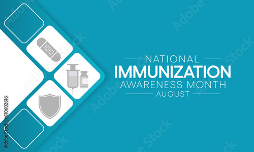 Immunisation awareness month is observed every year in August, it is the process by which an individual's immune system becomes fortified against an agent. Vector illustration