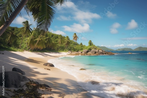 beach with palm trees made with Generative AI