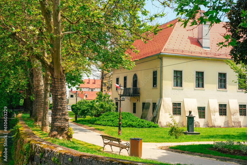 The old historical architecture and city park in Samobor, Croatia
