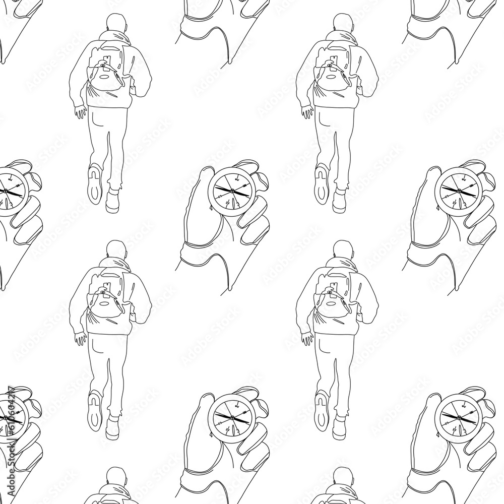 Camping seamless pattern, doodle camper adventure - great for textiles, banners, wallpapers.Doodle pattern isolated on white backgound. Camping seamless pattern, doodle camper adventure - great for textiles, banners, wallpapers.Doodle pattern isolated on white backgound.