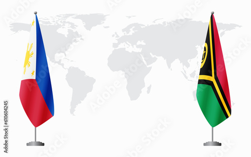 Philippines and Vanuatu flags for official meeting