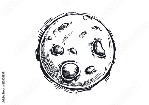 black hand drawn moon