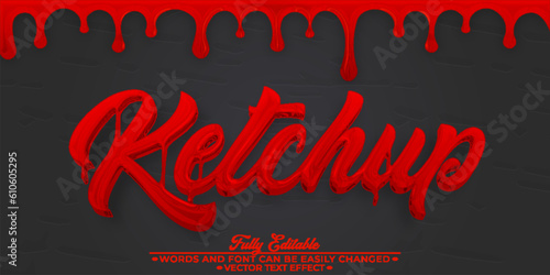 Fluid Red Ketchup Sauce Vector Editable Text Effect Template