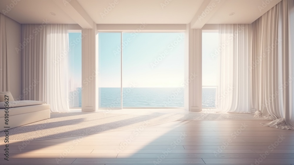 Obraz premium room with sea view. minimal. ai generated