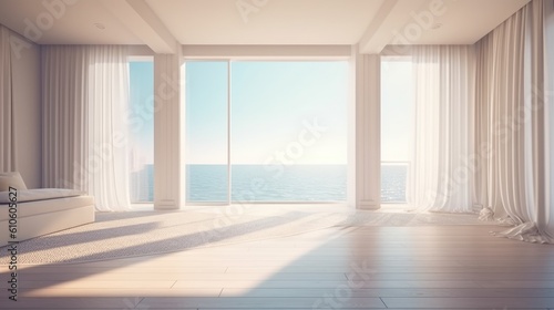 room with sea view. minimal. ai generated