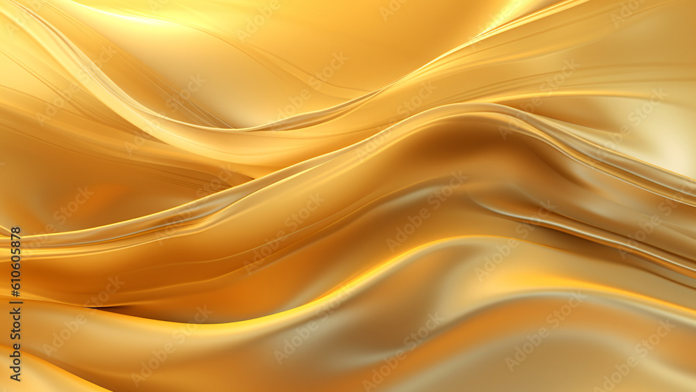 Fototapeta premium gold silk waves wallpaper, generative ai