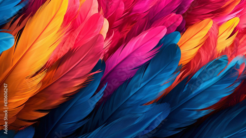multicolored feathers wallpaper, generative ai © Alexander