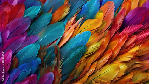 multicolored feathers wallpaper  generative ai