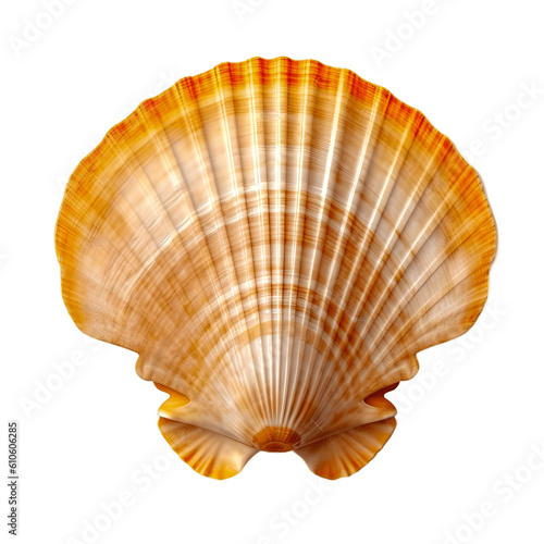 Top view of scallops shell isolated on transparent background 