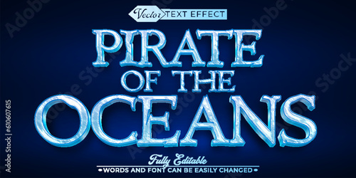 Cartoon Blue Pirate Of The Oceans Vector Editable Text Effect Template