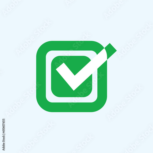 Check mark green line icons. Vector illustration. - Vector