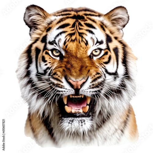 Roaring tiger head isolated - Generative AI