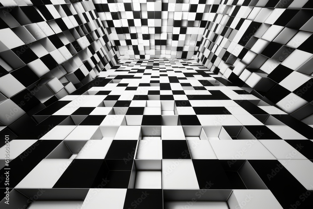Naklejka premium Abstract black and white background, Generative ai