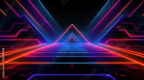 Game background, ultraviolet neon square portal, glowing lines, virtual reality, abstract fashion background, violet