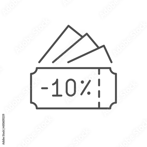 Discount coupon line outline icon