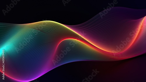 Game background neon wavy lines on black background, abstract electric style