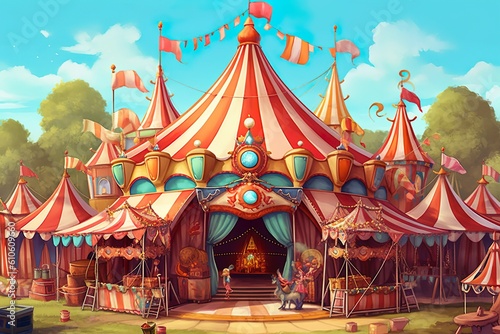 Magial colorful fairy tale circus tent | Generative AI 