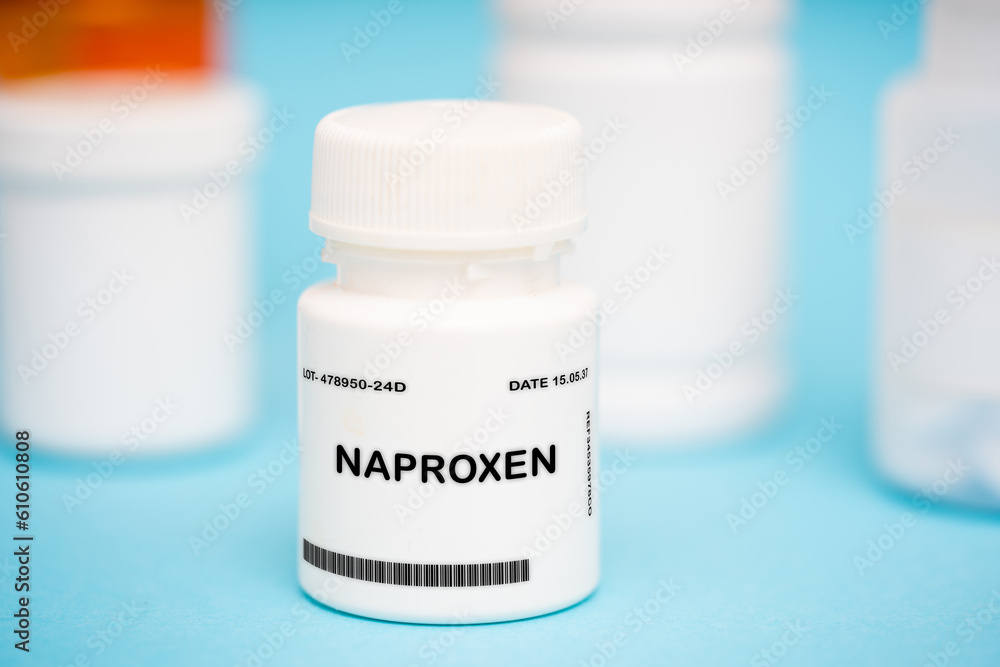 Naproxen medication In plastic vial Naproxen medication In plastic vial