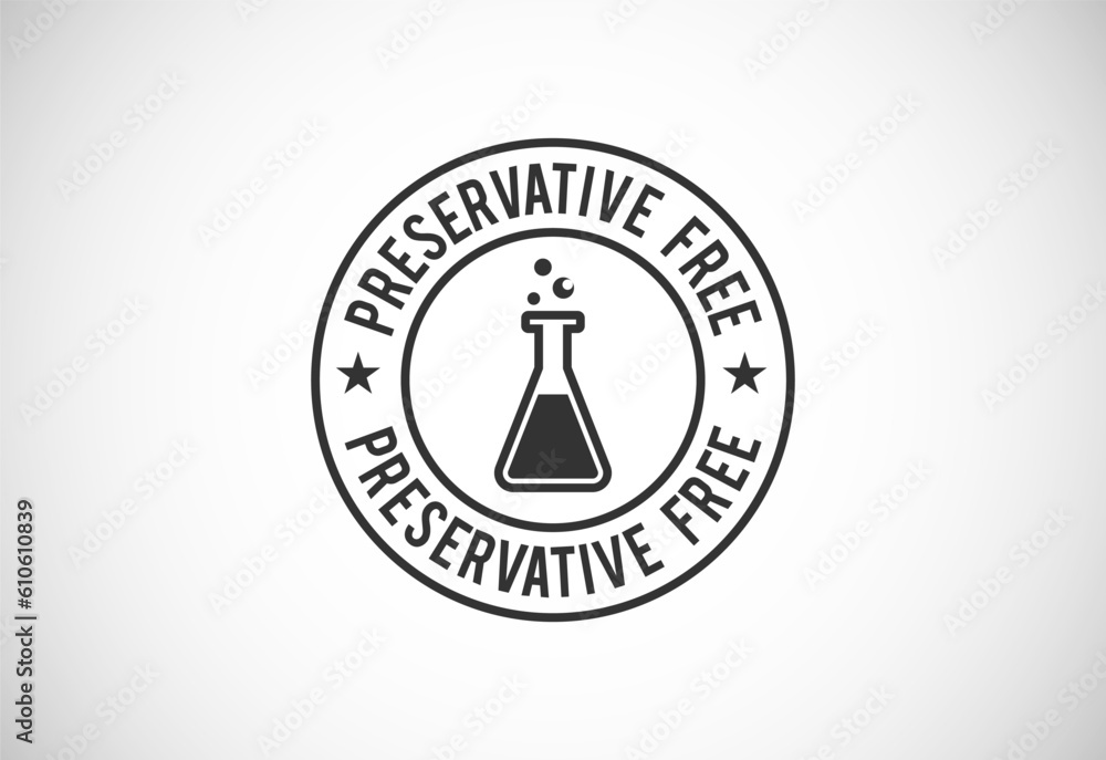 Preservatives free natural organic food package label. No additives, no preservatives. natural food. Vector illustration Preservatives free natural organic food package label. No additives, no preservatives. natural food. Vector illustration