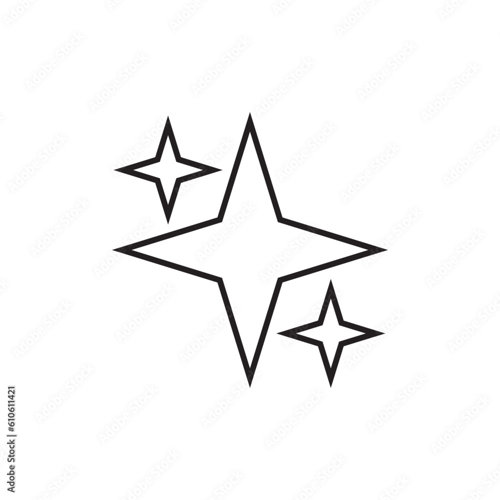 Shine icon, Clean star, Sparkling set line icon, logo isolated on white background Shine icon, Clean star, Sparkling set line icon, logo isolated on white background