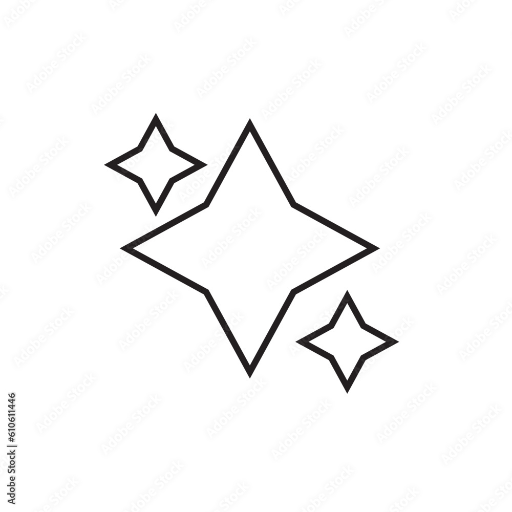 Shine icon, Clean star, Sparkling set line icon, logo isolated on white background Shine icon, Clean star, Sparkling set line icon, logo isolated on white background