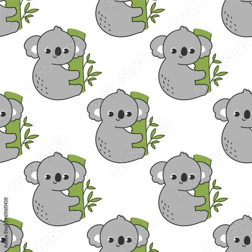 Photography Vector seamless pattern with a cute koala on a white background
