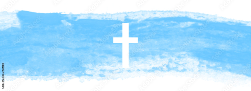 cross on blue background, cross on the sky, Watercolor eps Easter cross clipart. watercolour texture, banner with cross, crosses illustration Isolated on white background