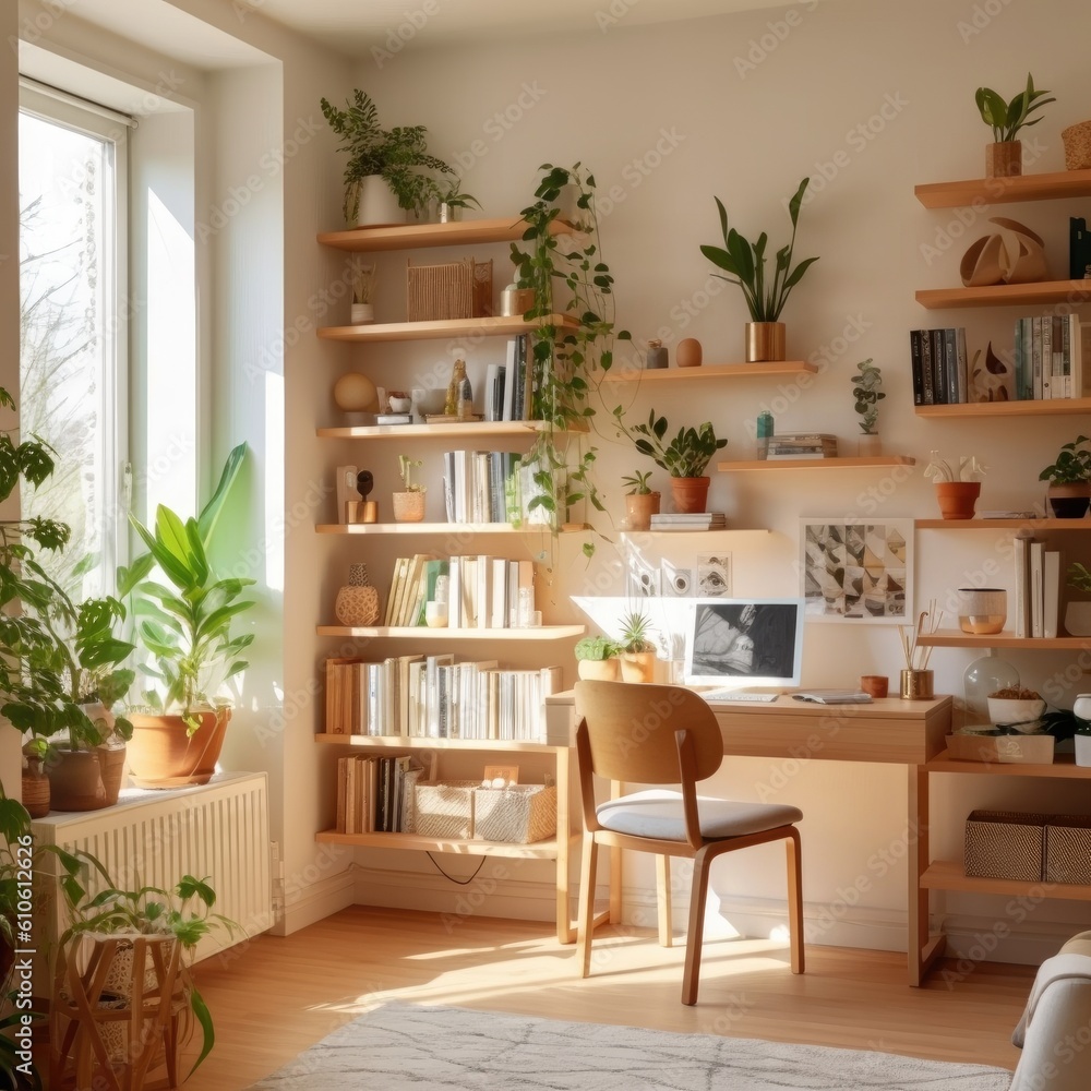 Fototapeta premium modern design cozy study room. Ai gerated