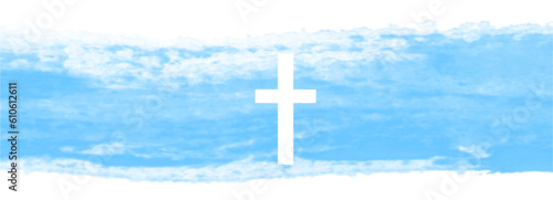 cross on blue background, cross on the sky, Watercolor eps Easter cross clipart. watercolour texture, banner with cross, crosses illustration Isolated on white background