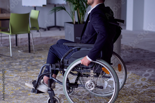 Closeup photo of a businessman in a wheelchair