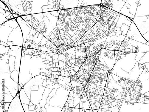 A vector road map of the city of  Cambridge in the United Kingdom on a white background.