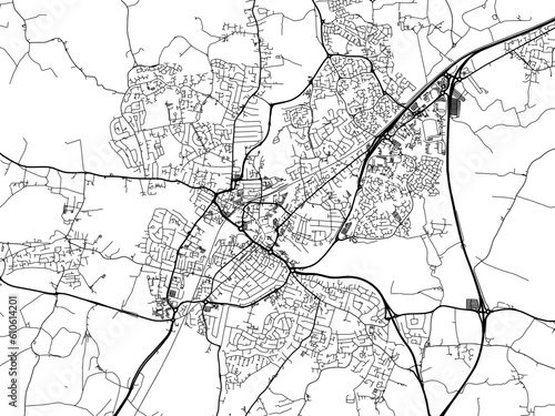 A vector road map of the city of  Chelmsford in the United Kingdom on a white background.