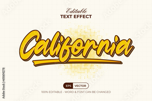 California text effect style. Editable text effect.