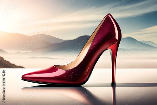 High heels in red color. Generative AI. 