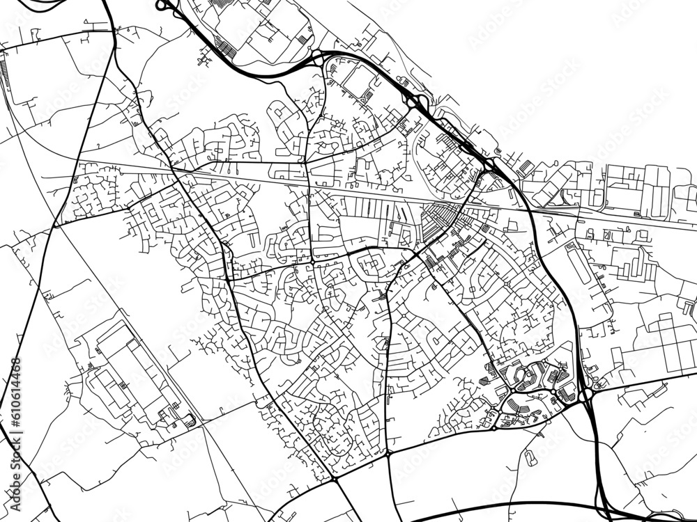 A vector road map of the city of  Ellesmere Port in the United Kingdom on a white background.