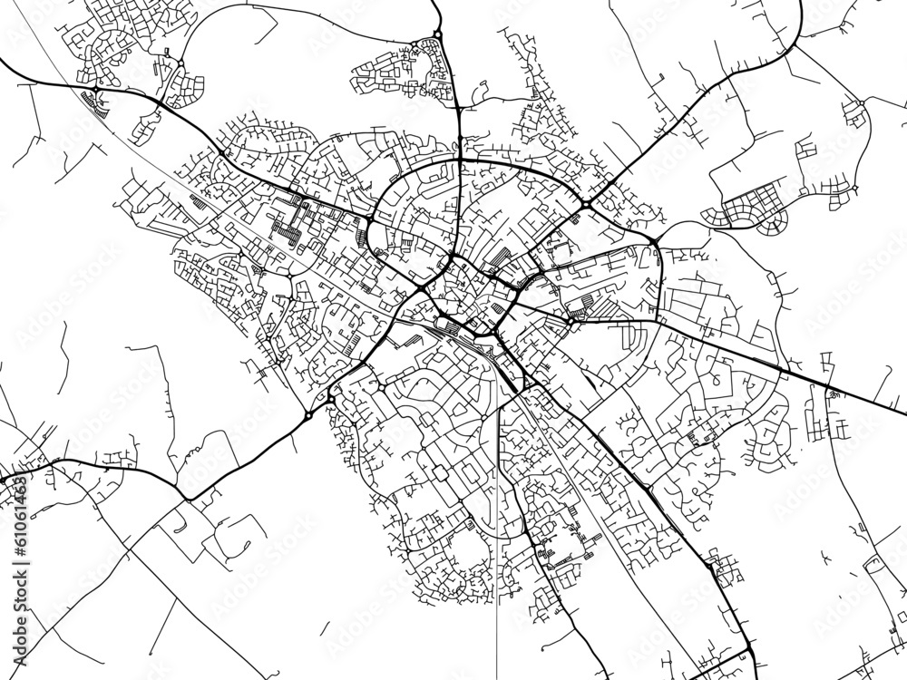 A vector road map of the city of  Aylesbury in the United Kingdom on a white background.