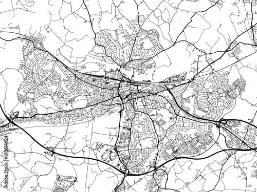 A vector road map of the city of  Reading in the United Kingdom on a white background.