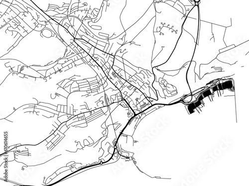 A vector road map of the city of Dover in the United Kingdom on a white background.