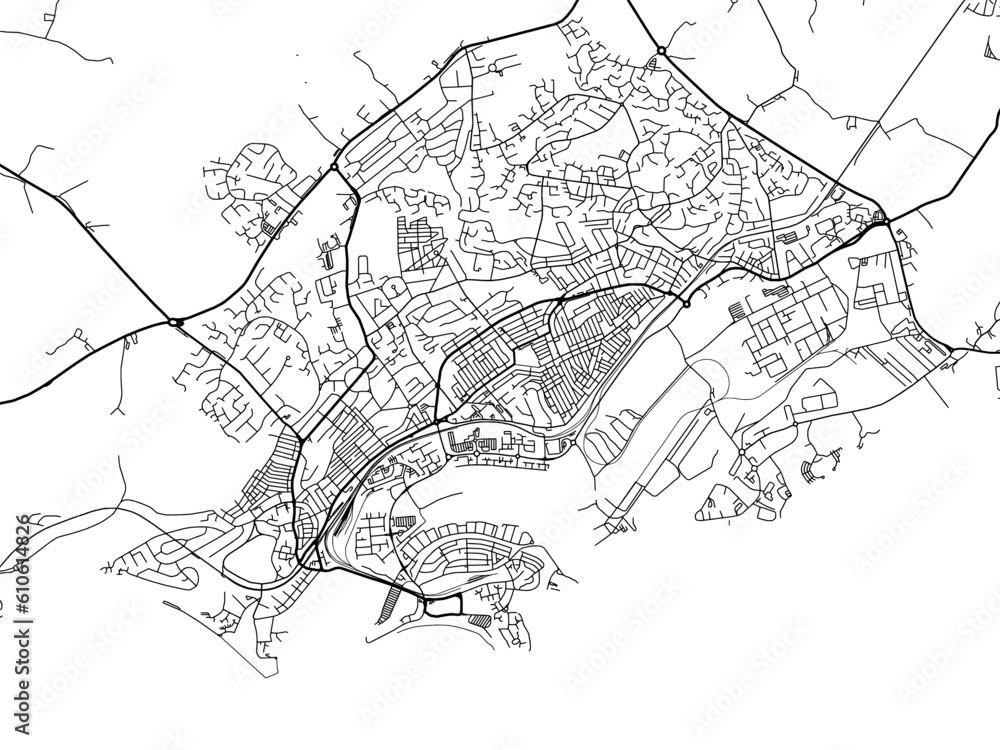 A vector road map of the city of  Barry in the United Kingdom on a white background.