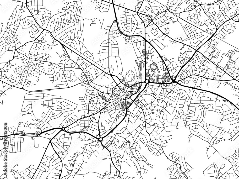 A vector road map of the city of  Dudley in the United Kingdom on a white background.