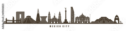 mexico city landmarks metropolitan cathedral vector flat cartoon style historic sight showplace illustration