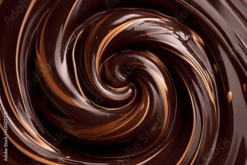 Molten chocolate swirl with dark chocolate full frame