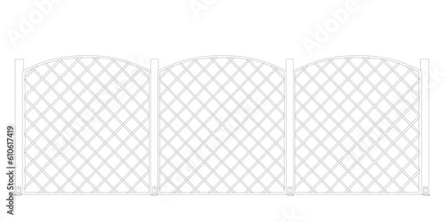 Contour Chain link fence. Metal Wire Fence. Outline Wire grid construction. Creative vector illustration of chain link fence wire mesh steel metal..