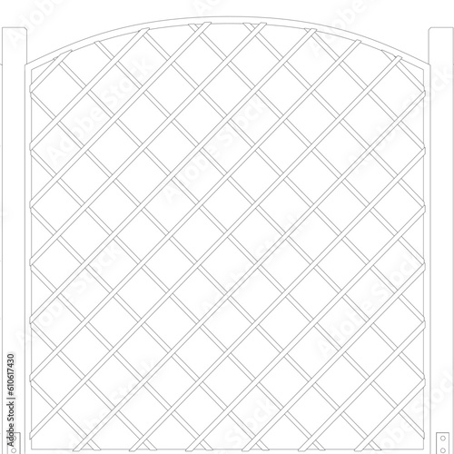 Contour Chain link fence. Metal Wire Fence. Outline Wire grid construction. Creative vector illustration of chain link fence wire mesh steel metal..