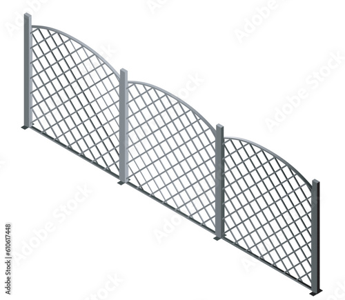 Contour Chain link fence. Metal Wire Fence. Outline Wire grid construction. Creative vector illustration of chain link fence wire mesh steel metal..