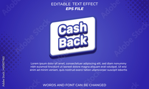 cash back text effect, 3d text, editable for commercial promotion