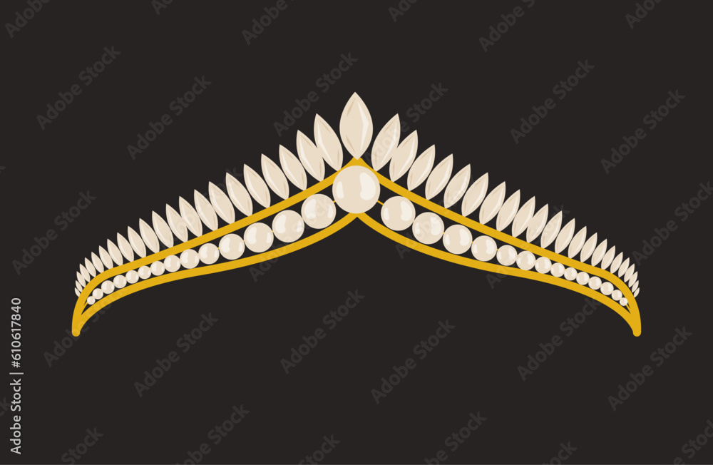 Obraz premium Golden luxury royal crown concept. Power and might. Kingdom and monarchy. Accessory and jewel. Imperial family symbol. Cartoon flat vector illustration isolated on black background